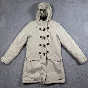 Merrell Women's M OptiWarm Hooded Duffle Coat Beige Toggle Button Size M